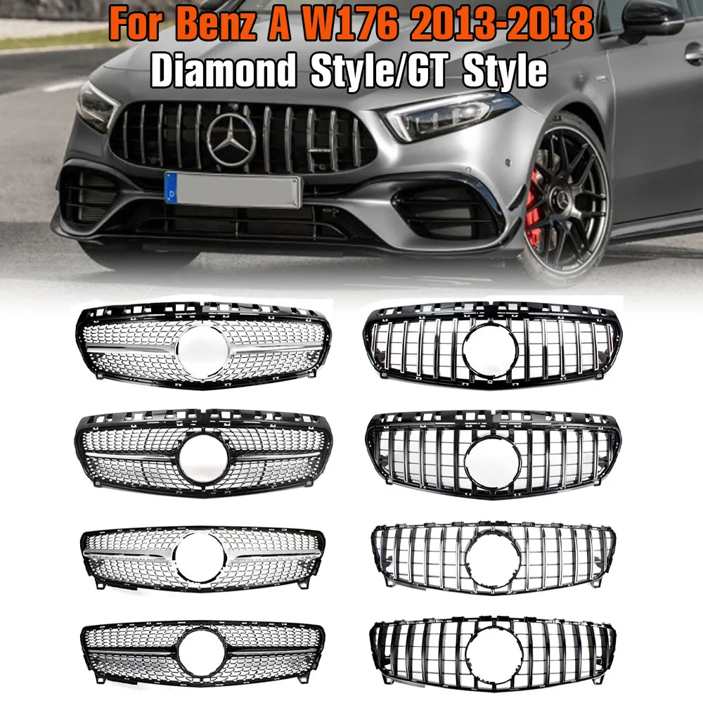 

Diamond GT Front Inlet Grille Bumper Grill Hood Mesh Facelift Tuning For Mercedes W176 Benz A A200 A180 A260 A45 2013-2018 Refit