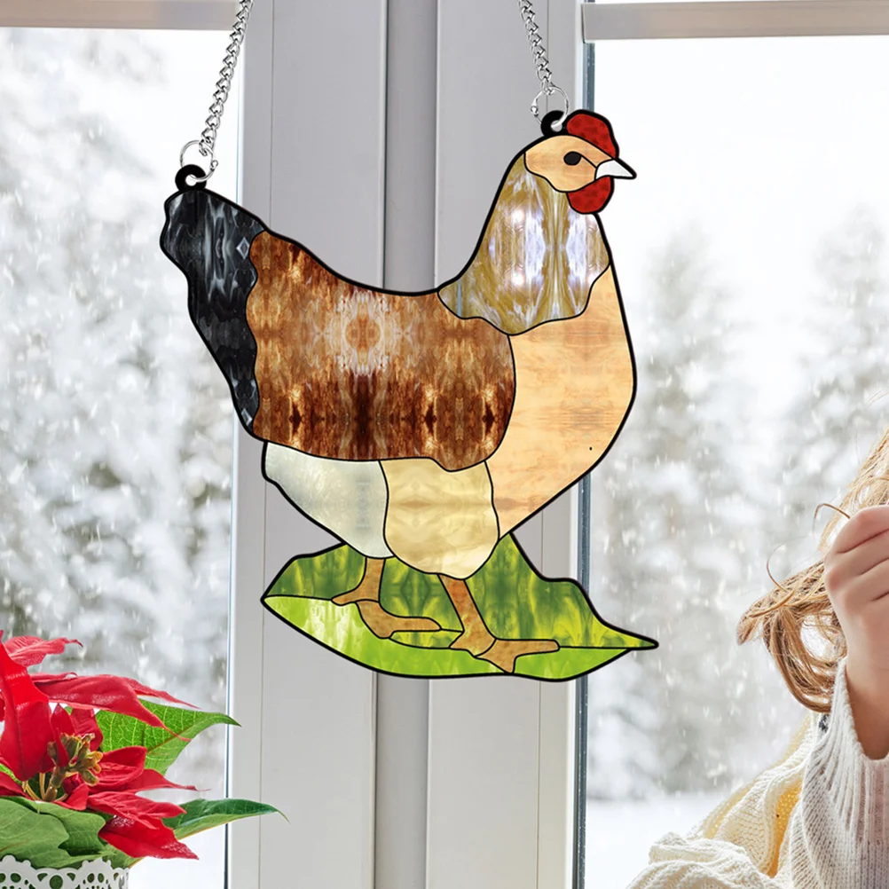 Acrylic Outdoor Decor Hanging Ornament Easter Chicken Window Suncatcher Stained Glass Chicken Hangings Window Hanging Rooster