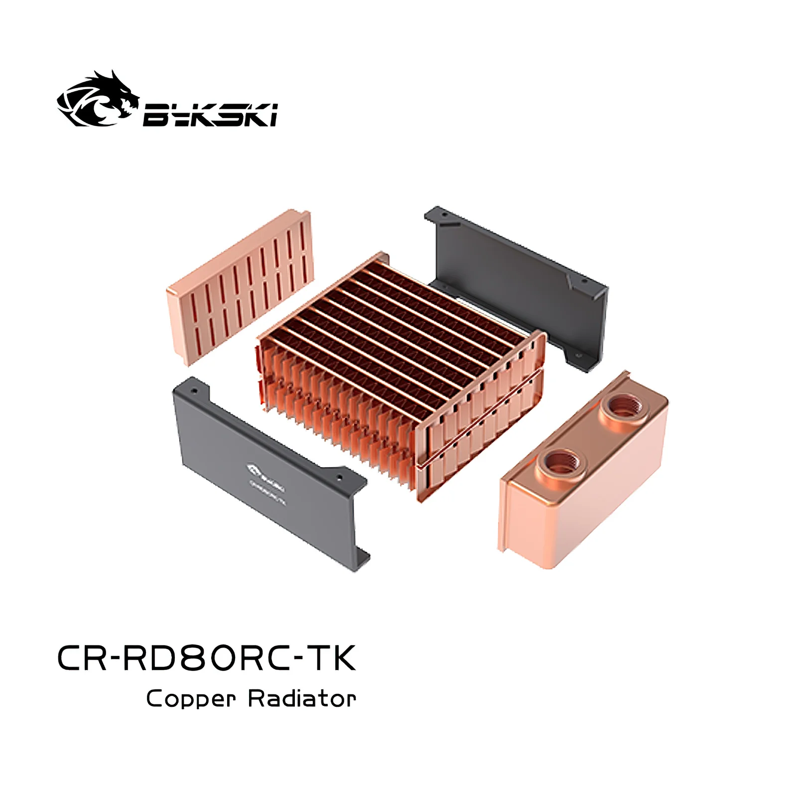 Bykski 8cm 80 mm Fileiras Duplas de Cobre Radiador Líquido Água Refrigerar Refrigerador Trocador Calor Cr-rd80rc-tk - Imagem 3