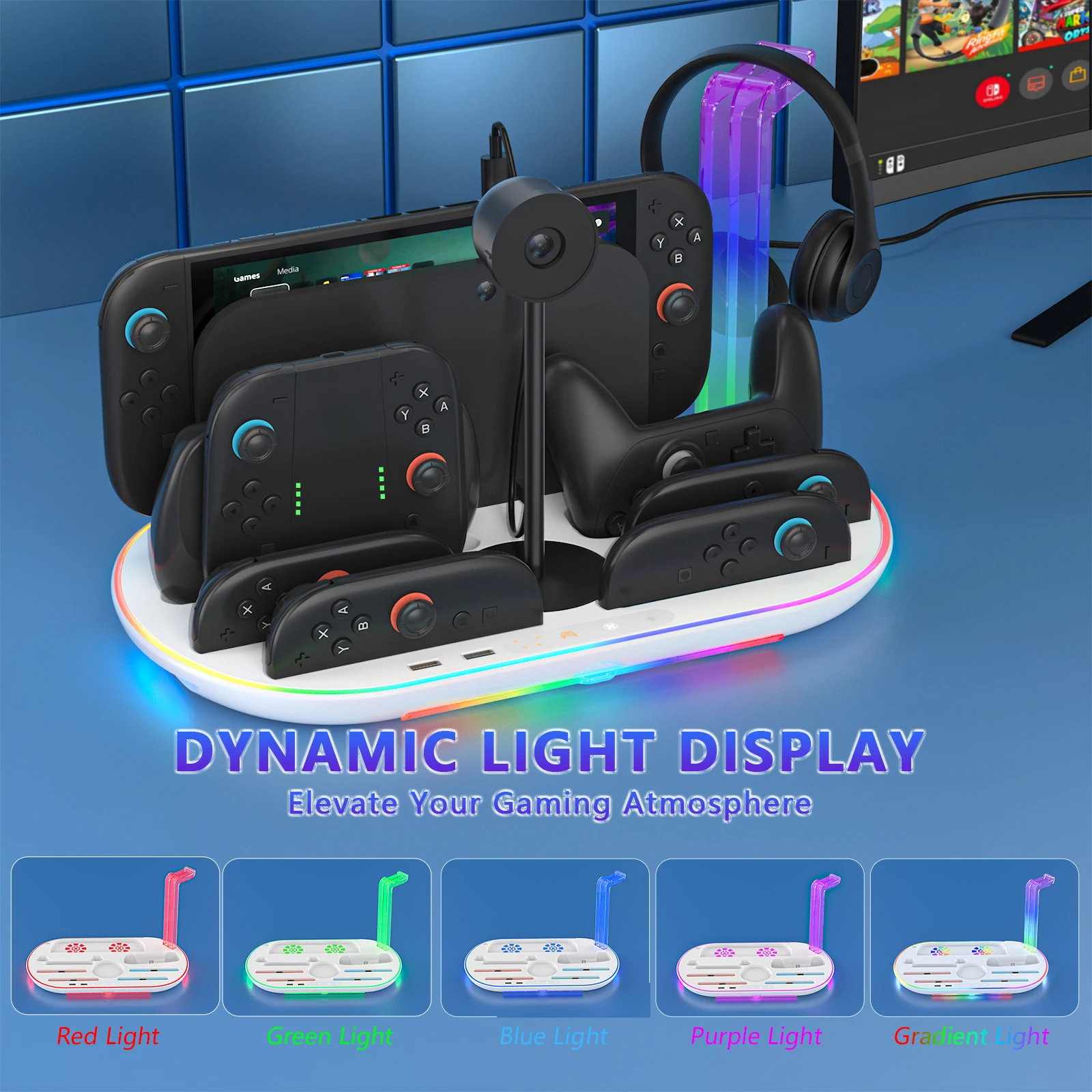 Charging Dock for Nintendo Switch 2 joycons Dock Charger Stand Station Built-in 2 Cooling Fans RGB Docking Station for Switch 2