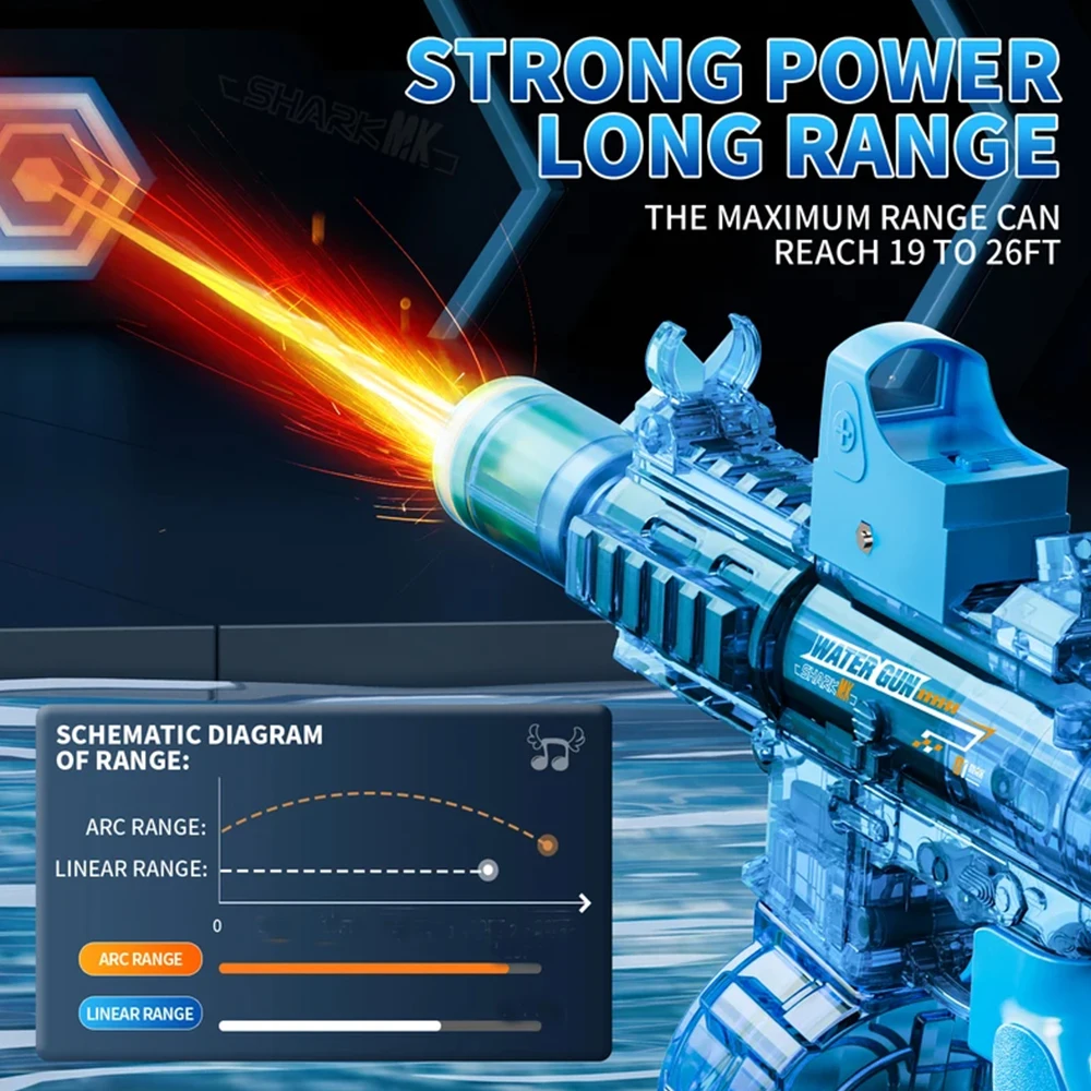 HUIQIBAO 전기 펄스 물총 시뮬레이션 불꽃 센서 라이트 완전 자동 전투 장난감 물 권총 야외 해변 장난감 성인용