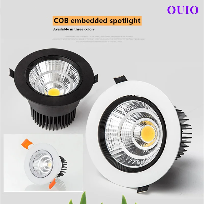 led ceiling light ceiling light Recessed Round Dimmable LED Downlights 20W 15W 12W 9W 7W 5W COB Ceiling Lamps Spot Lights AC90~260V Indoor Lighting Power Driver