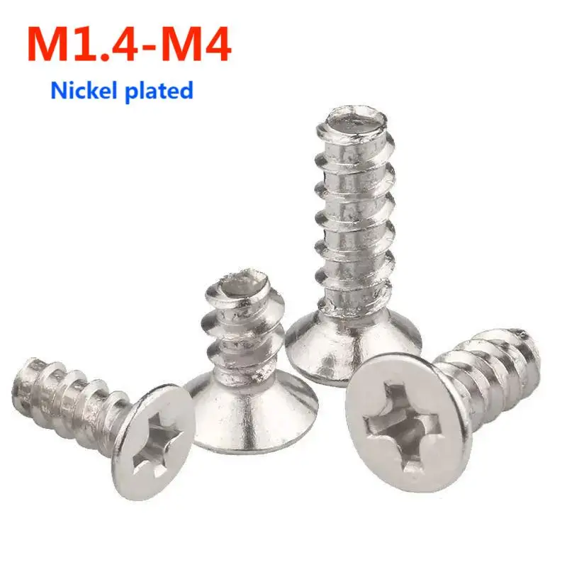 

Nickel Plated M1.4-M4 Phillips Countersunk Head Flat-tail Tapping Screws Phillips Flat Head Tapping