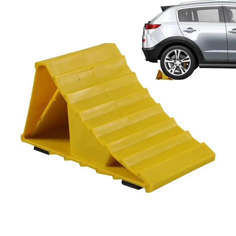 

Car Anti Slip Block Base Anti Slip Yellow Triangular Wheel Stopper Heavy Duty Portable RV Accessories For Cars Trucks SUVS