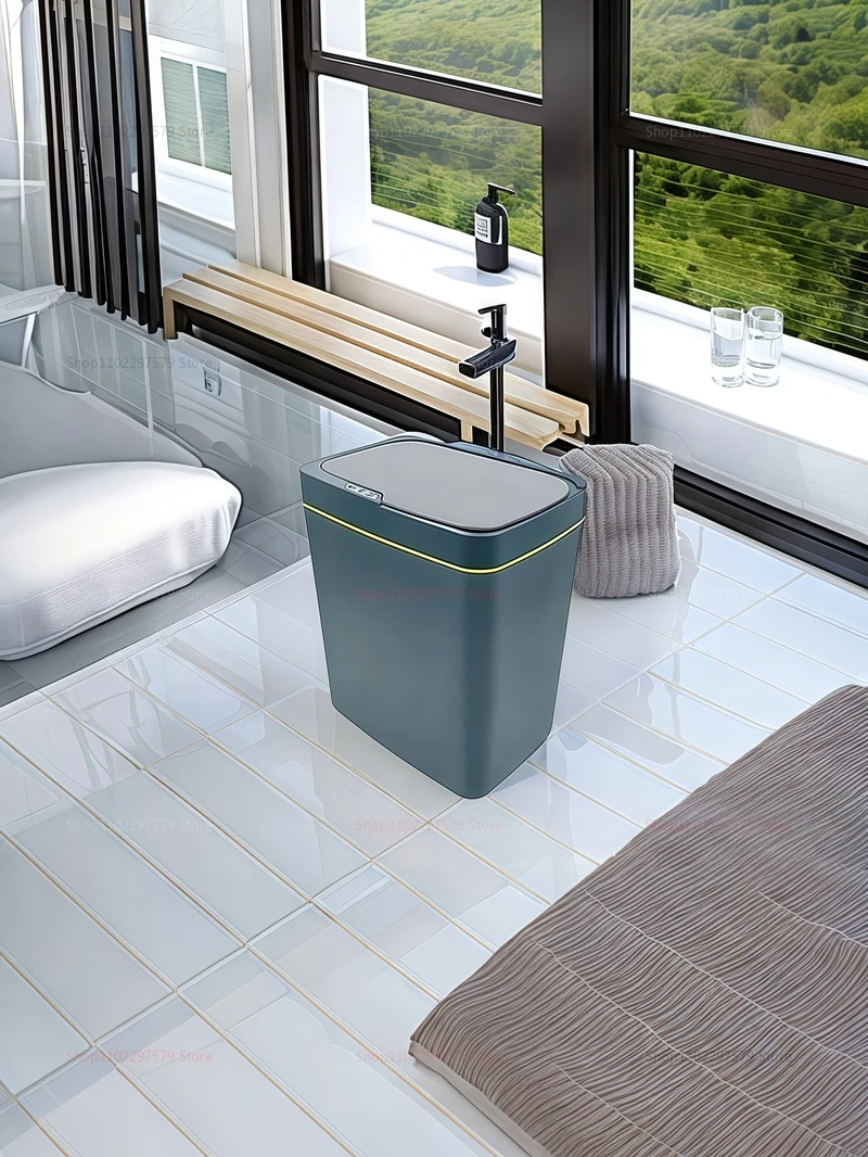 15L Automatic Smart Sensor Trash Can - Non-Contact Electric Waste Bin for Kitchen  Bathroom White