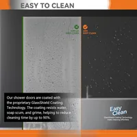 35" W x 55" H Bathtub Shower Door. 1/4" Easy Clean Tempered Glass Frameless Tub Door. 180° Rotatable Bi-Folding Shower Doors 2