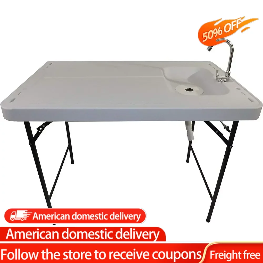 

White Camp Premium Game Cleaning Station Camping Table Serving Coffee Two Man Freight Free Portable Folding Tables Free Shipping