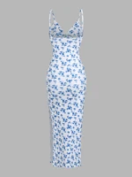 Spring/summer 2024 European and American fashion explosion printing knit simple sleeveless suspender dress with leaking back and - Image 2