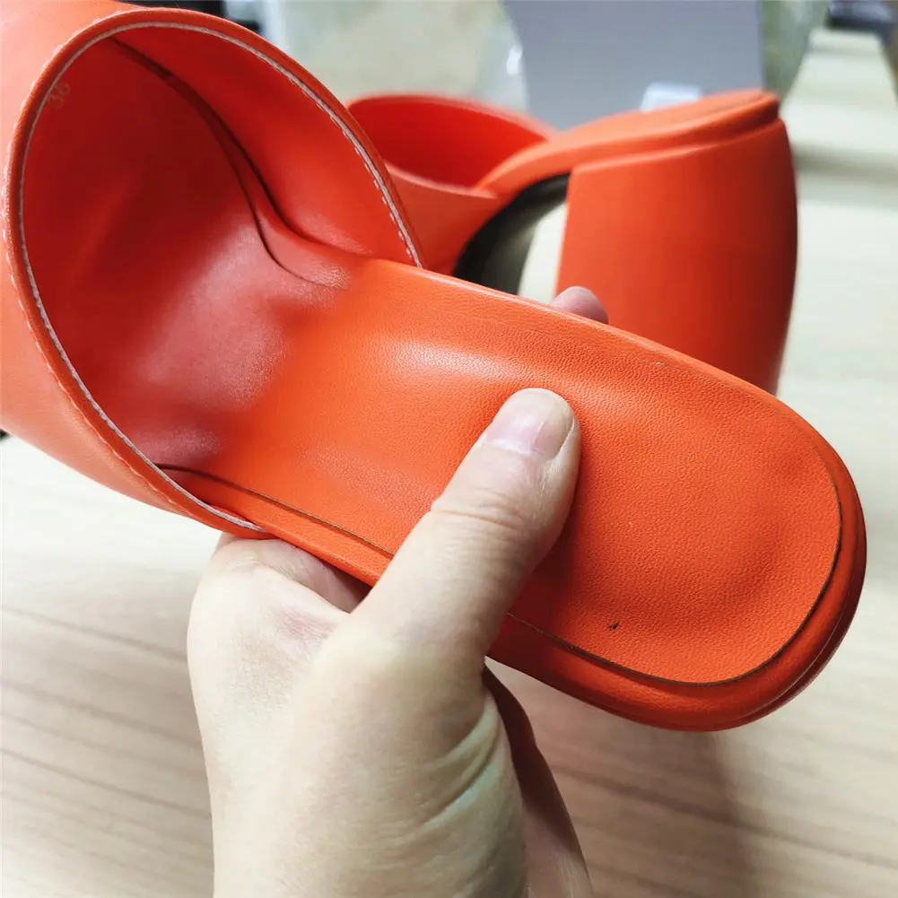 GIGIFOX Brand New Big Size 43 Summer White Chunky Heeled Mules High Heels Sexy Party Platform Heel Sandals Shoes For Women 2022