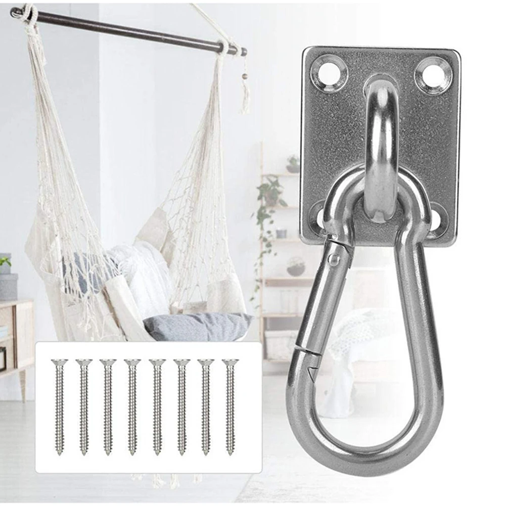 

2Pcs Stainless Square Heavy Duty Ceiling Hook Wall Mounted Hook For Yoga Swings Hammocks Bracket Hardware Tool