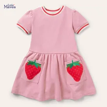 

Little Maven Frocks for Girls 2022 Summer Baby Girl Children Clothes Toddler Cotton Strawberry Vestiods Dress for Kids 2-7 Years