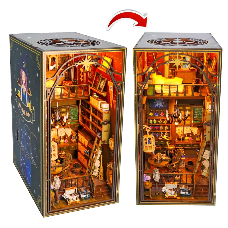 Miniature DIY Cherry Blossom Book Nook Dollhouse Kit with Furniture