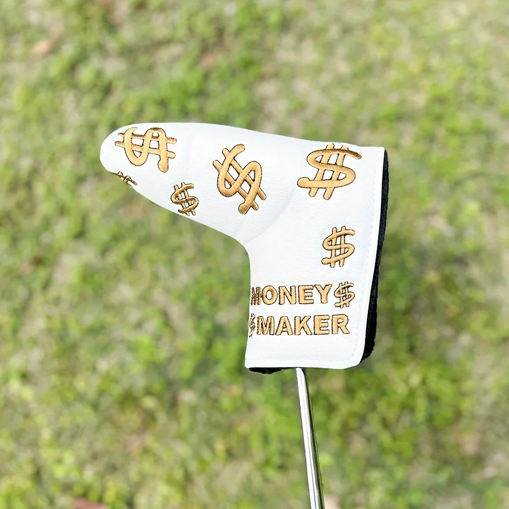 1pc Fashionable Embroidered Golf Putter Cover, Golf Club Head Covers With Dollar Design 4