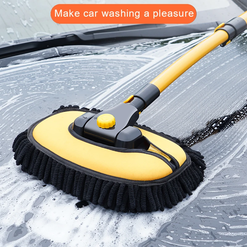 Telescopic Bend Rod Car Wash Artifact Soft Brush Mop Long Handle Adjustable 360 Rotating Car