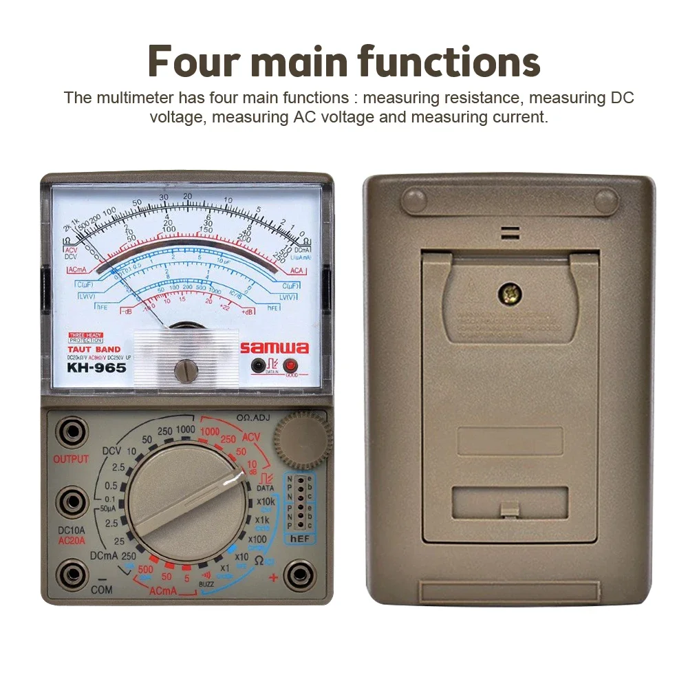 KH-965 Analog Multimeter Mechanical Pointer Meter AC/DC Voltage Current Resistance Meter with Test Pen Buzzer Multi Tester 4