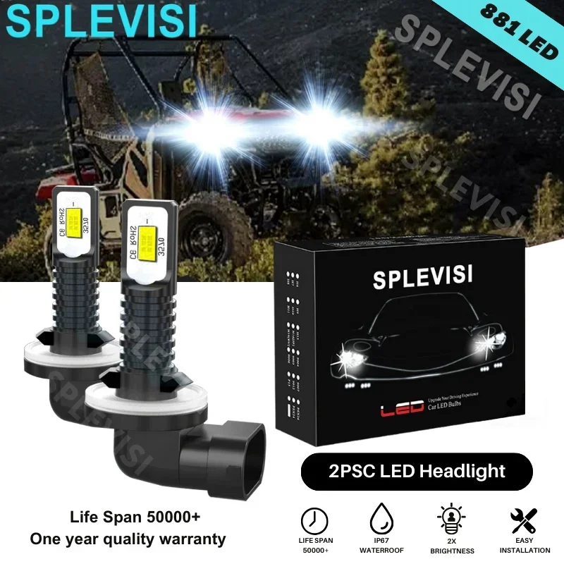 SPLEVISI Upgrade LED Headlights 8000LM 6000K Clear White For Polaris Ranger 500 HO EFI 2010 Replacement Headlight tieaur transparent headlight shade for bmw 4 series g22 2020 2021 2022 year lamp cover clear lens lampshade car accessories