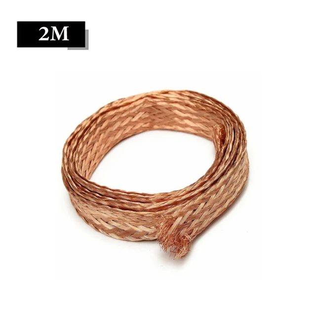 1M 5M 10M Pure Copper Braid Knitted Mesh Anti-interference 4mm/6mm/8mm/12mm/14mm/18mm/25mm Lead Wire Flexibility Cable Flat 2m