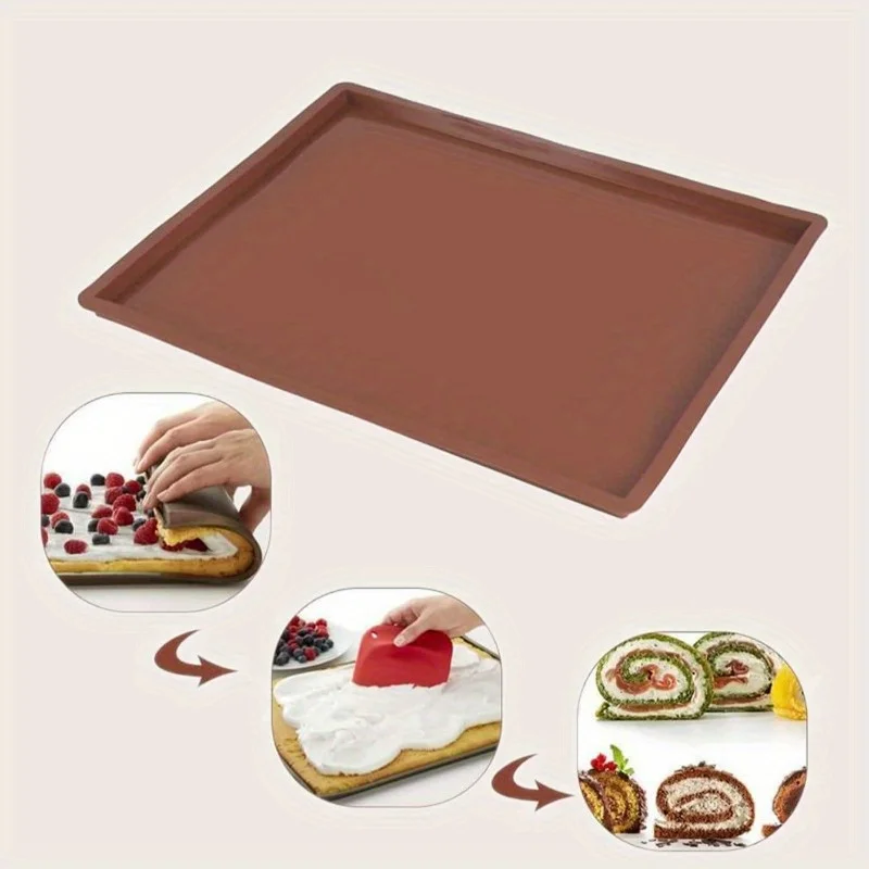 Silicone Cake Roll Mold Oven with Food-grade Swiss Roll Mat Baking Pan DIY Handmade Baking Tools Accessories