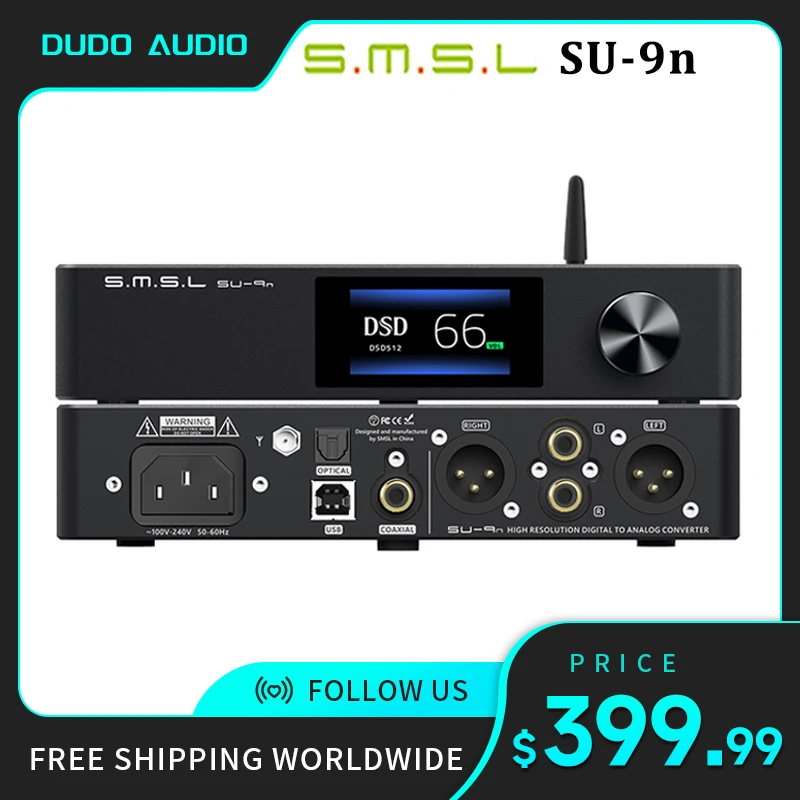 

SMSL SU-9n ES9038PRO DAC Bluetooth 5.0 DSD512 PCM768kHz/32Bit with Remote Control SU9N Hi-Res Decoder