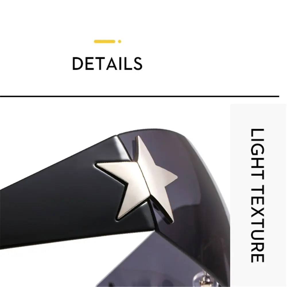 Rimless Y2k Sunglasses Oversized Trendy Wrap Around Shield Shades_voghion.com