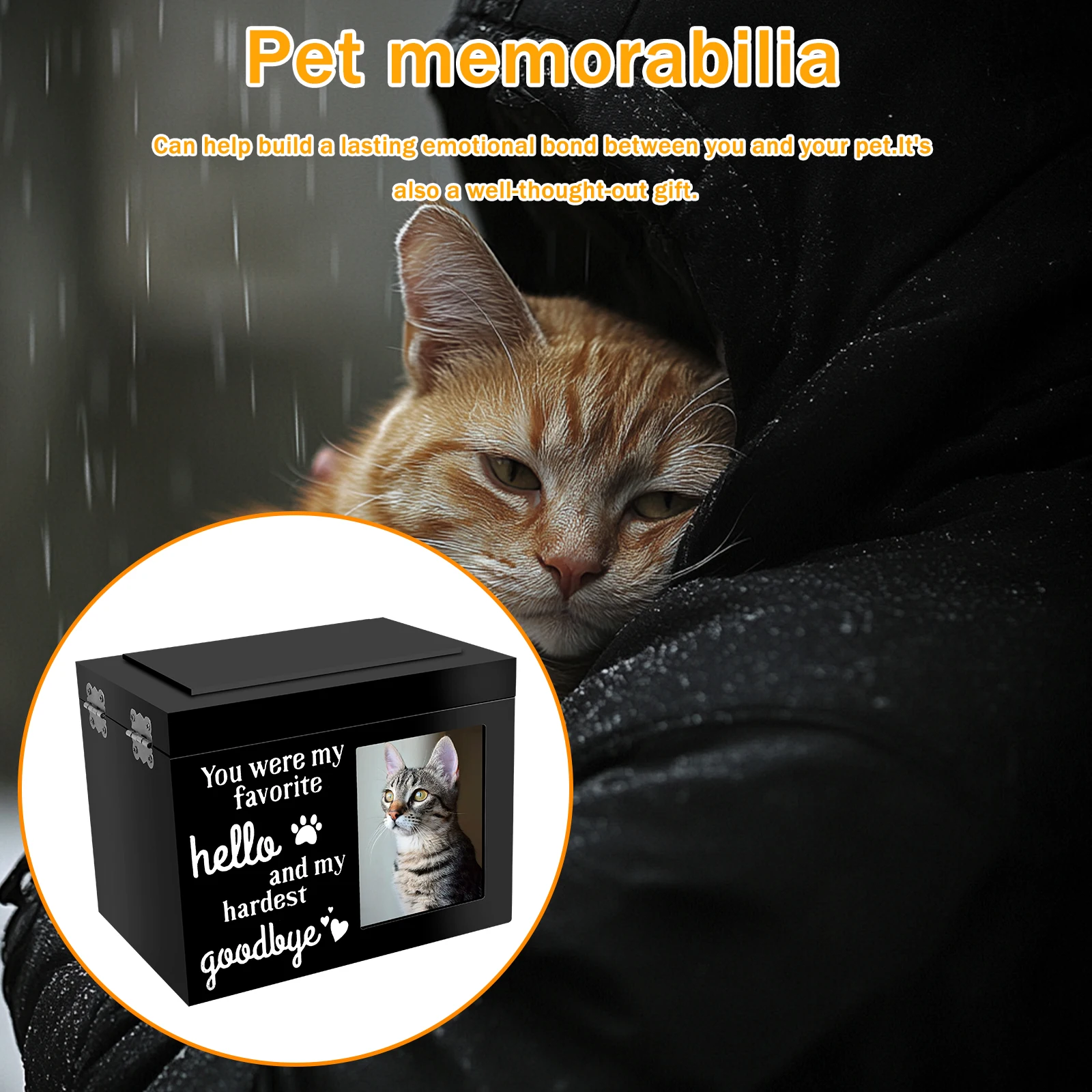 Wood Pet Memorial Urn DIY Personalized Pet Urn Memorial Box with Photo Frame for Dog Cat Bird Mouse Cremation Ashes NEW