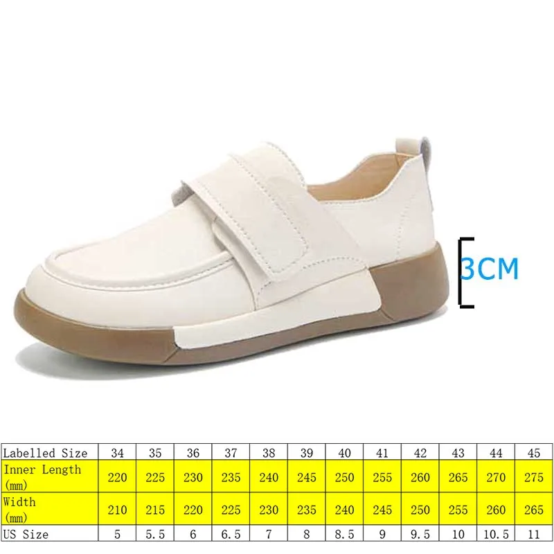 Krasovki 3cm Comfy Moccasins Fashion Hook Genuine Leather Women Vulcanize Shoes Natural Platform Flats Chunky Sneakers Lace Up 2