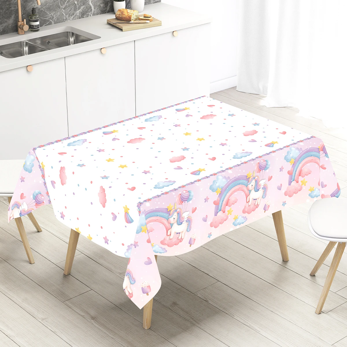 Rainbow Unicorn Tablecloth - Colorful Party Decoration for Birthdays and Baby Showers
