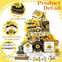 Summer Farmhouse Tiered Tray Decor 17pcs Summer Tiered Tray Decoration Set Sunflower Decor Summer Party Table Shelf Rustic Home 2