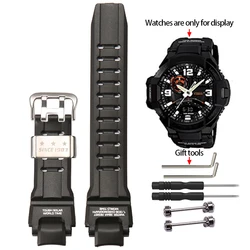 Waterproof Resin Strap with Metal Loop for Men's Sports Watch - Includes Installation Tools (Black - Steel - 3 - S)