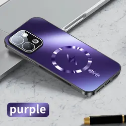 Fubda Magnetic Camera Lens Protective Case with Wireless Charging Support - Matte Frosted Finish for OPPO F31 (Purple)