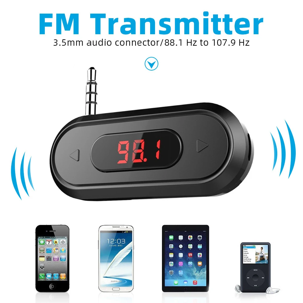 Transmisor FM inalámbrico Universal, Radio FM, llamadas, adaptador de de 3,5mm para IOS, Android, altavoz de coche, accesorios de coche|Transmisores de FM| - AliExpress
