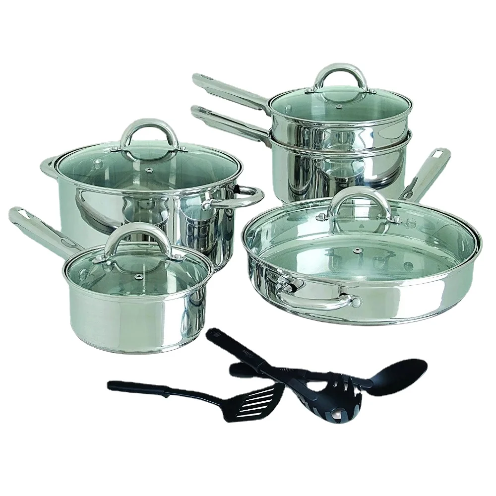 

Cooking Pot Set Home Abruzzo Stainless Steel 12 Piece Cookware Set Cooking Pots Sets Cookware Kits Free Shipping Kitchen Pan Kit