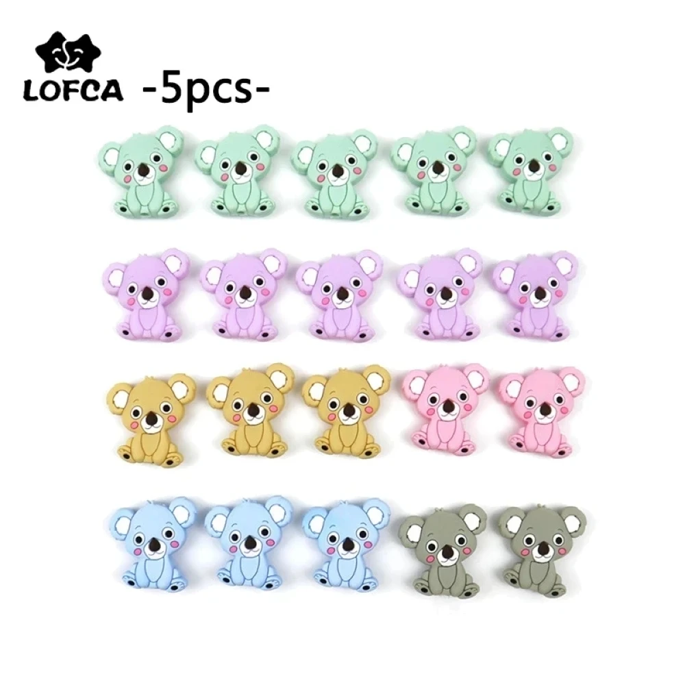5pcs silicone mini koala beads baby teether food grade BPA free baby teething toy pacifier chain nursing necklace making teething toys silicone teething toys baby teething toys silicone beads silicone teether silicone teething beads