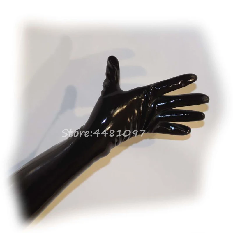 Unisex Latex Rubber Gloves Black Moulded Seamless Shoulder Length Long Fetish Gloves Culb Wear Cosplay Costumes for Women cosplay gloves latex gloves