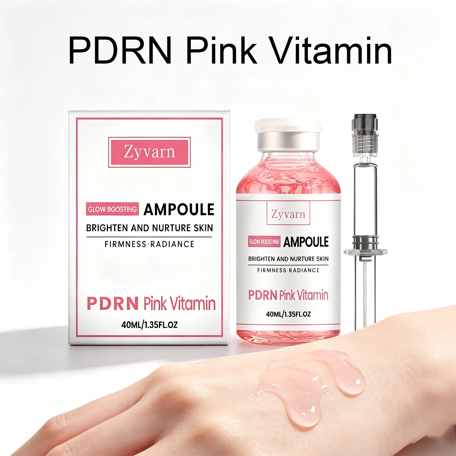 PDRN Pink Vitamin Serum Glow Boosting Ampoule Brightening Hydrating Firming Facial Essence Smooth Skin Radiant Glow Daily Care