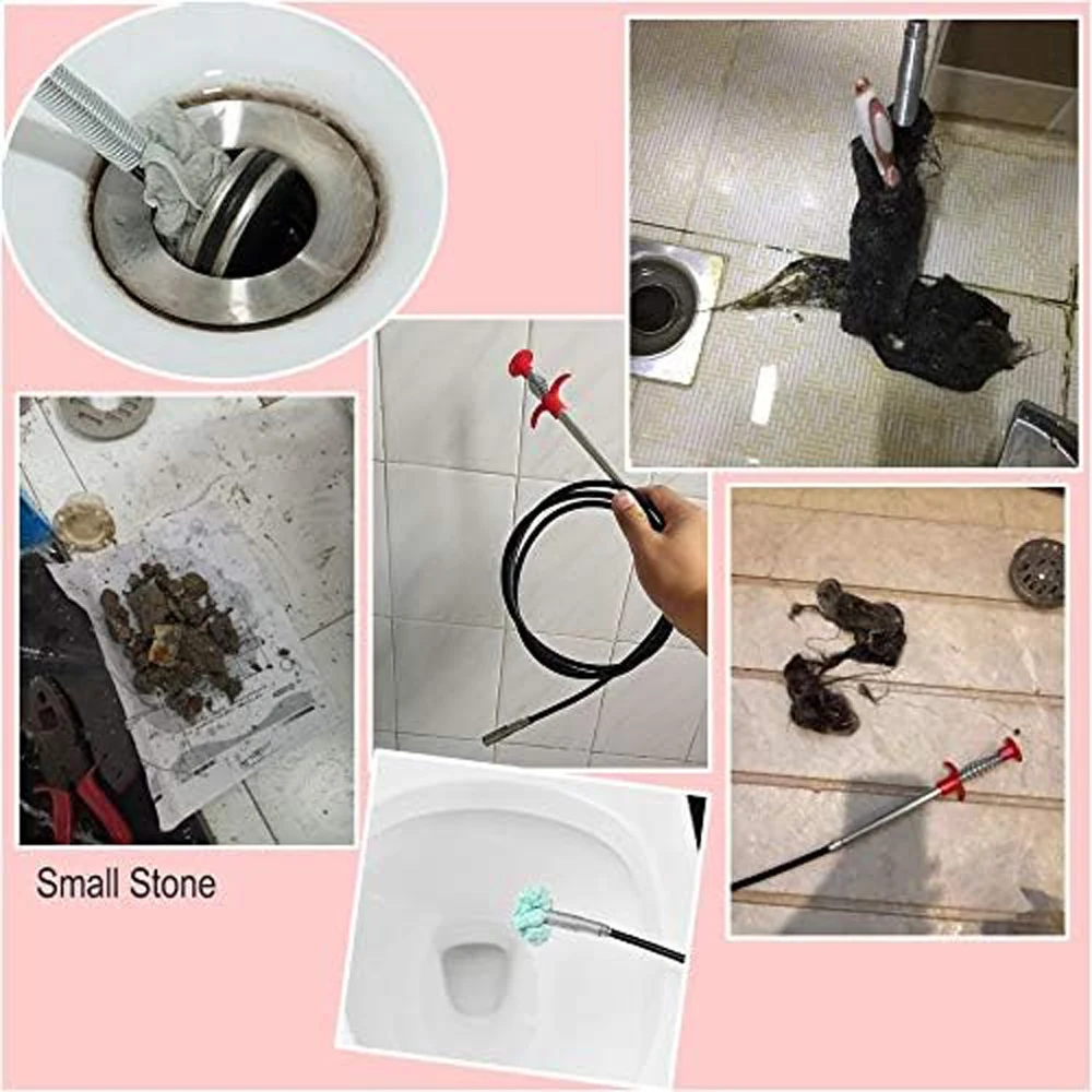 Flexible 57cm Sewer Pipe Unblocker Snake Spring Pipe Dredging Tool Kitchen Bathroom Sewer Cleaning Kitchen Bending Sink Tool