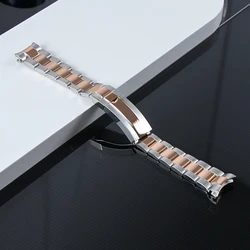 Premium 20mm Stainless Steel Watch Band with Glide Lock Buckle - 20mm (A2 Silver rose)