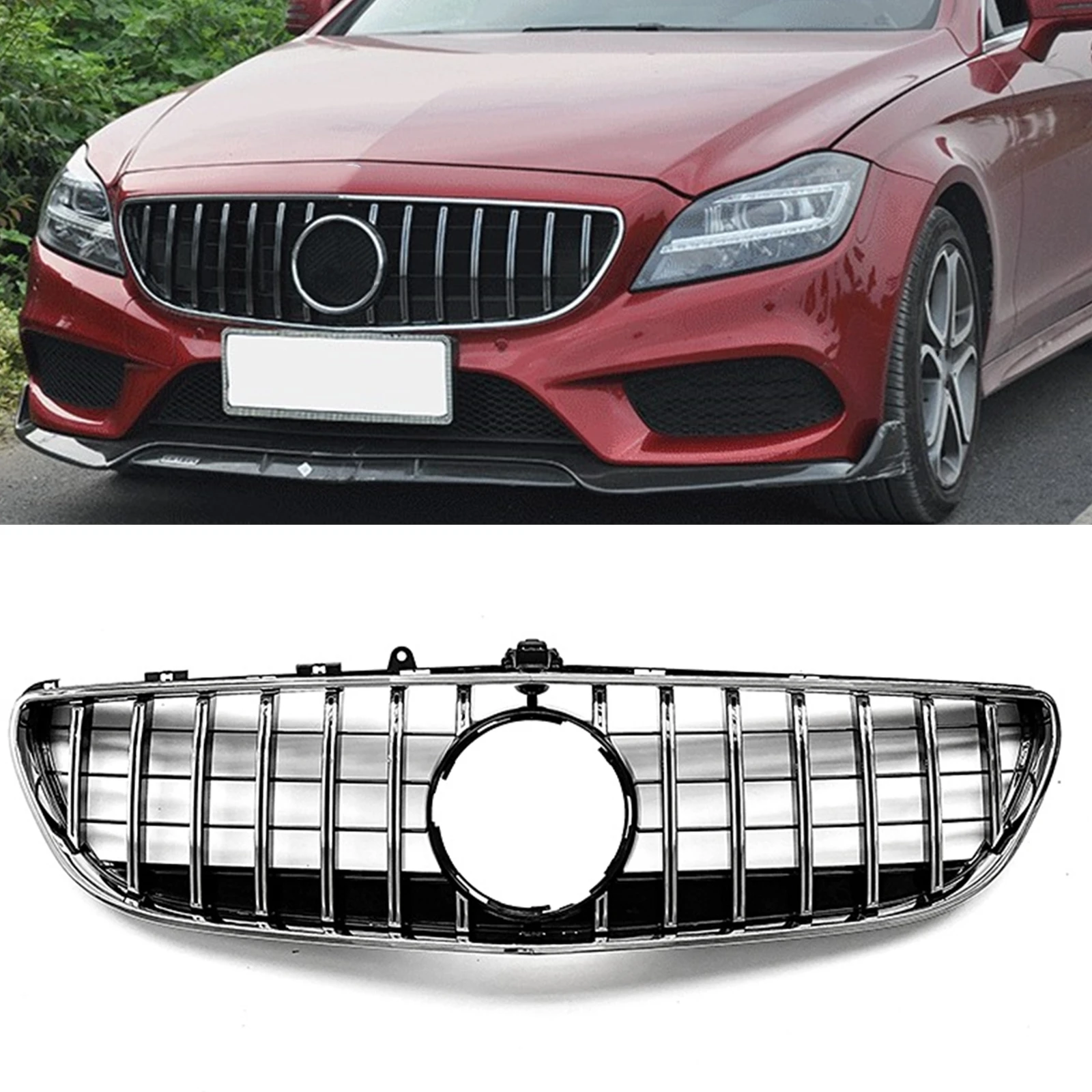 

Front Grille Grill For Mercedes Benz W218 CLS 2015-2018 CLS260 CLS300 CLS320 CLS350 CLS400 CLS500 GT Car Upper Bumper Hood Mesh
