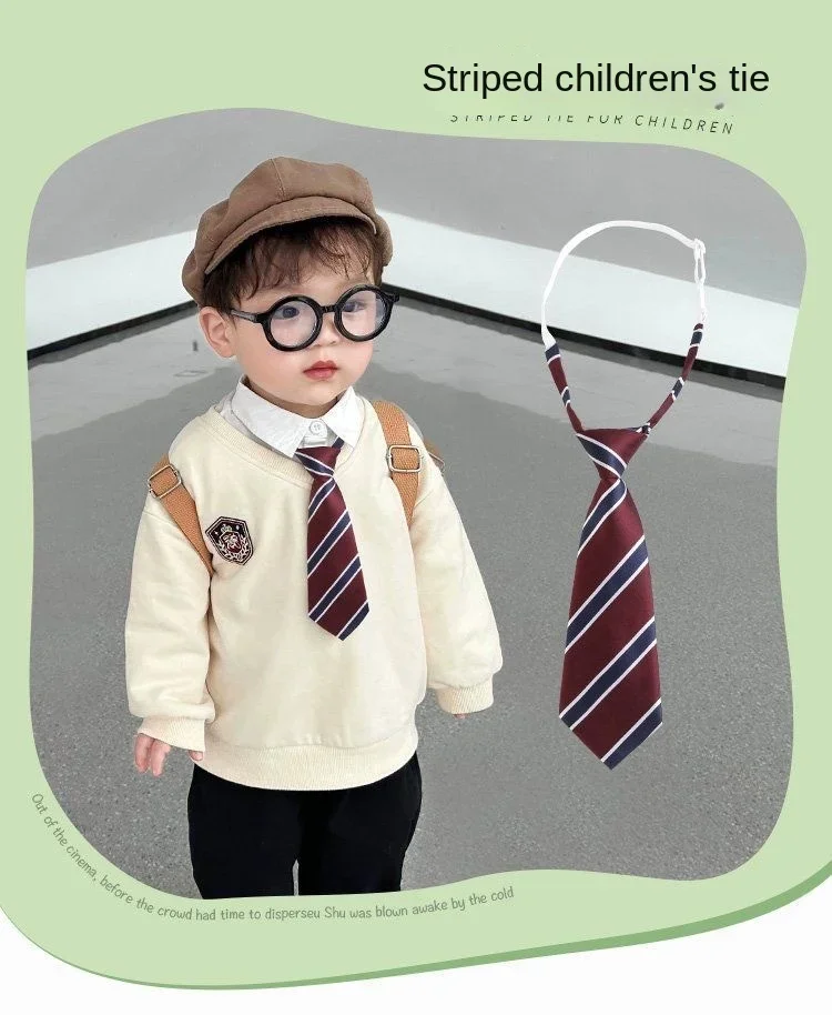 6 Pairs Children's Tie Boys and Girls Short Instagram Stripes Free Kindergarten Performance British Style