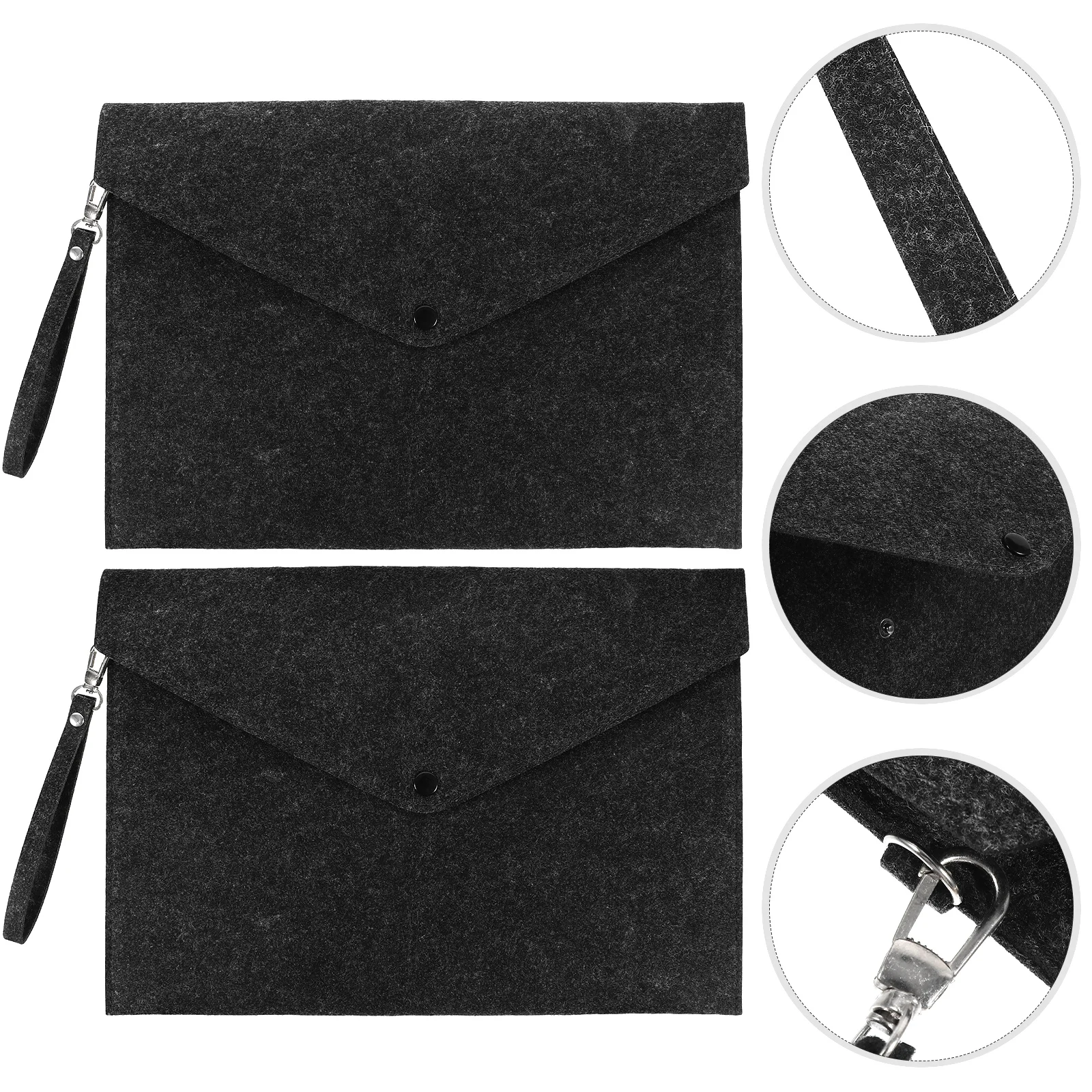 

2pcs Documents Envelopes Button File Bags Felt File Folders Felt Document Storage Bags
