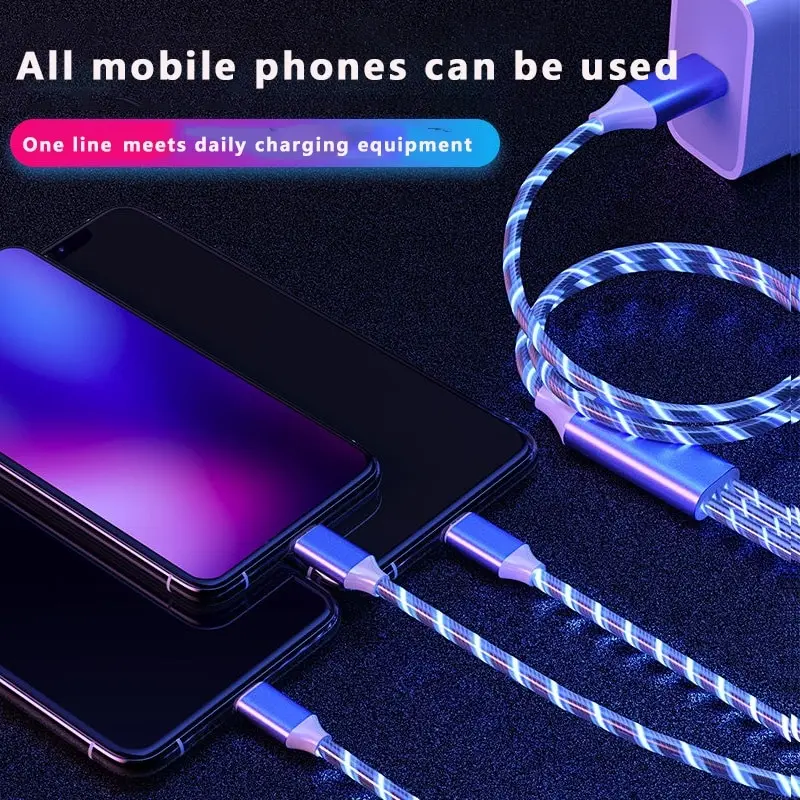 Tri-Mode LED Fast Charging Cable with Glowing Design