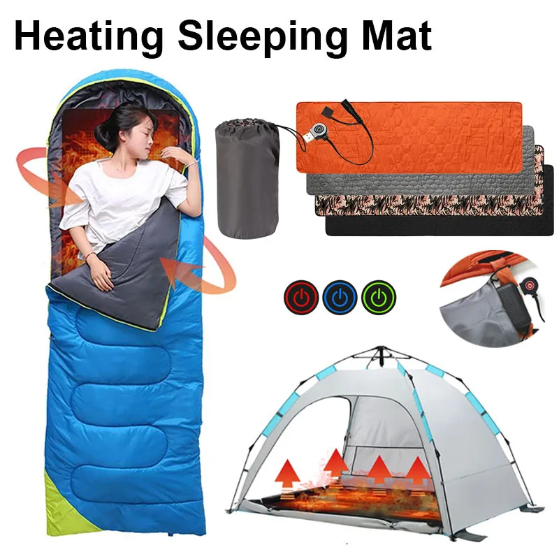 Heating Sleeping Mat Winter Heated Bag pad 3-Level Adjustable Outdoor Camping Tent Sleeping Mattress Heated Bag Liner