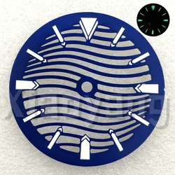 Black Blue Silver Green 29mm Skeleton Watch Dial With Silver Hands and C3 Green Luminous Accents (Blue)