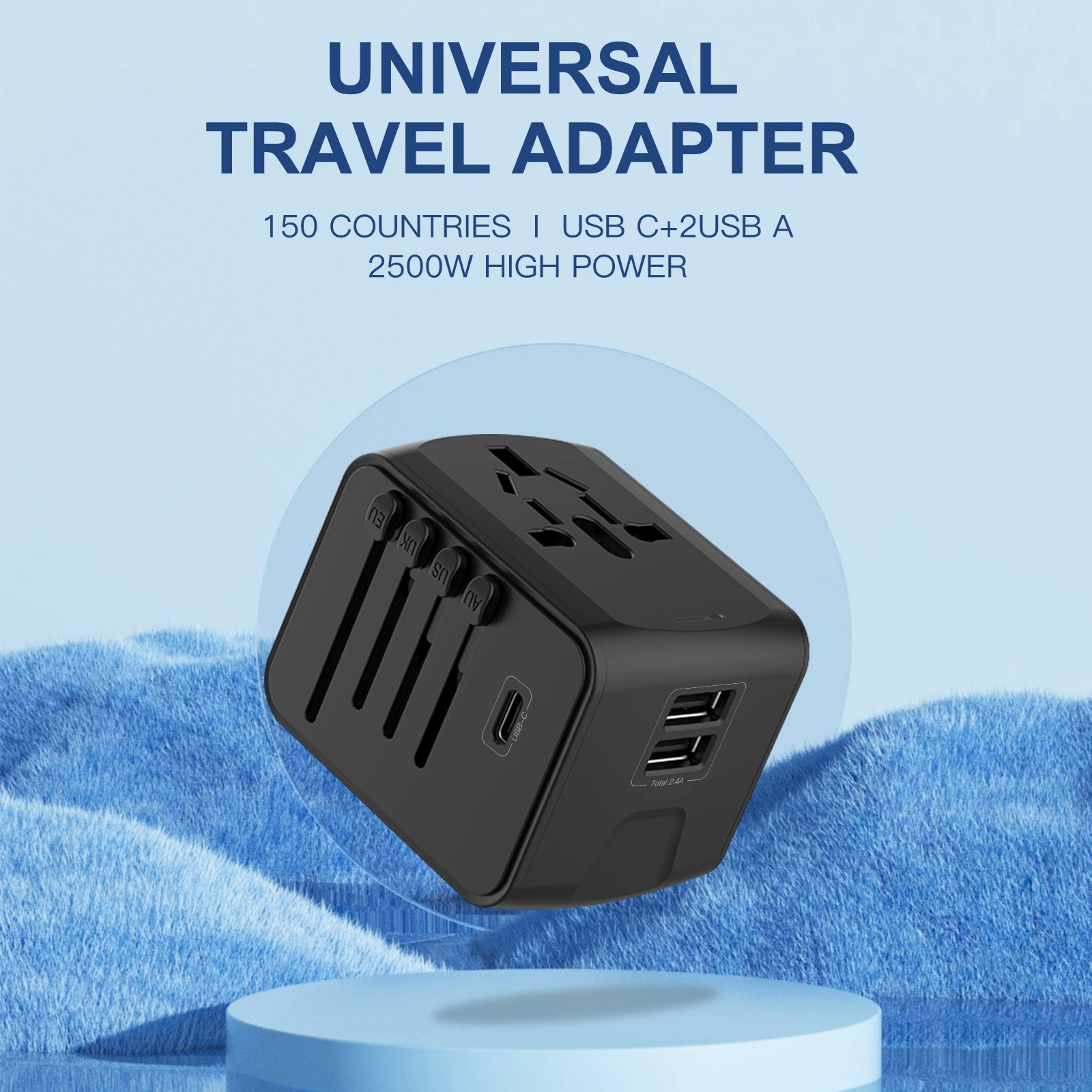 High-Speed Universal Travel Adapter with Multiple USB Ports