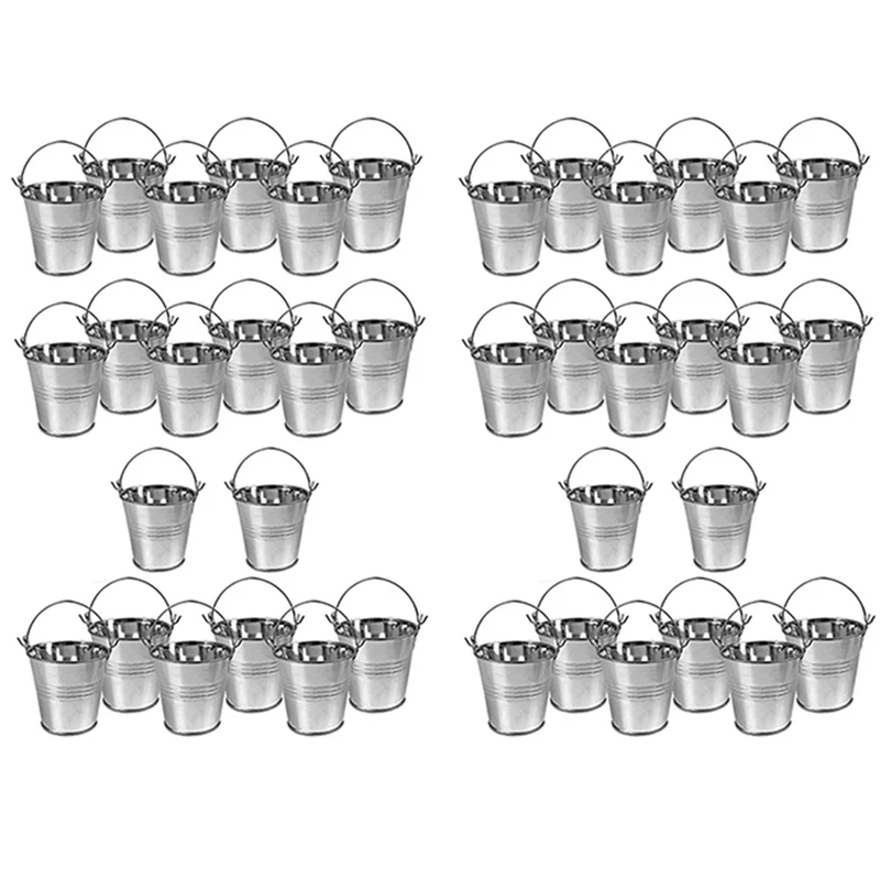 

Promotion! 40Pcs Mini Metal Bucket Portable Flower Pot Vases Planters Lovely Candy Box For Wedding Party Home Decoration