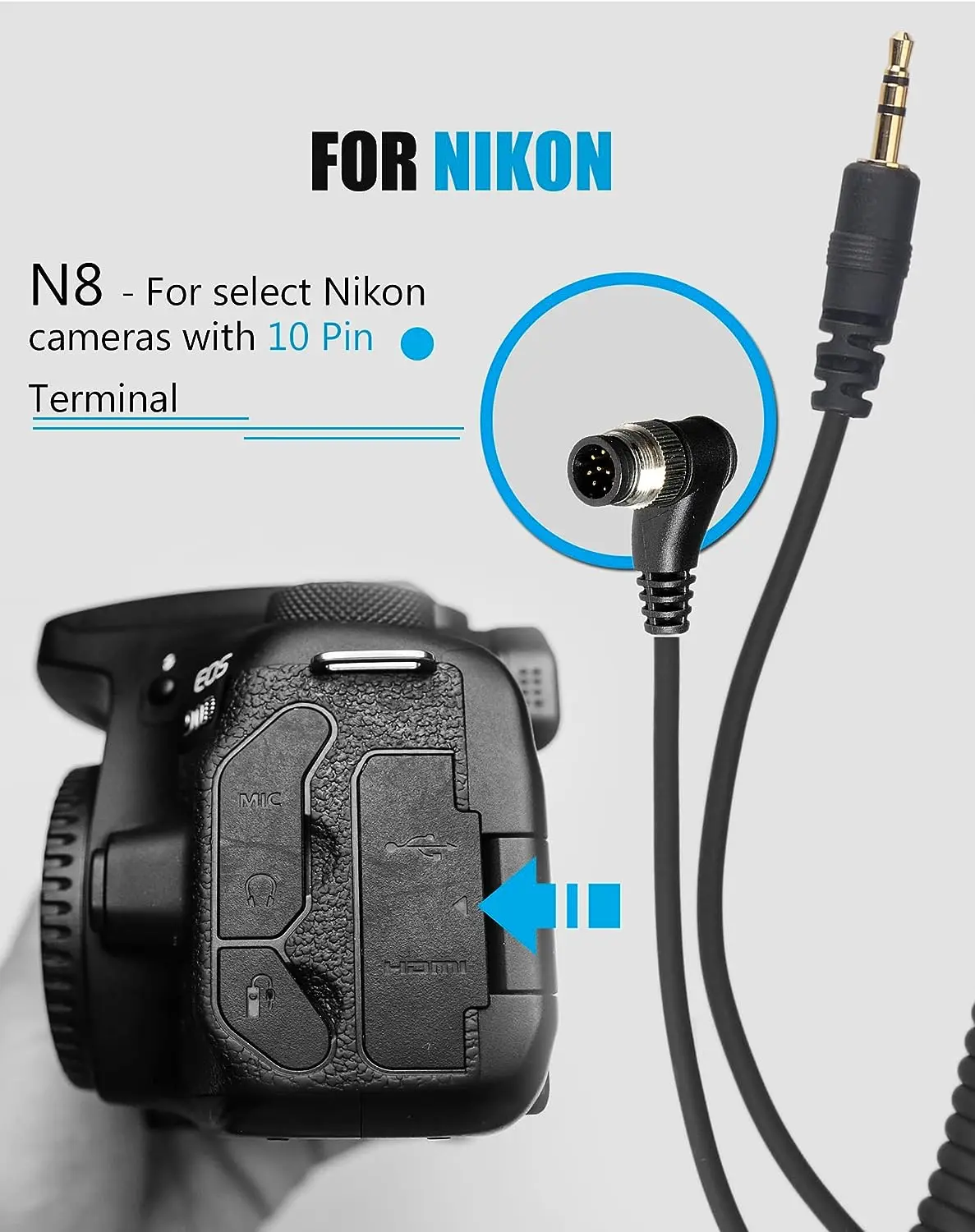 WTR-2 Camera Timer Remote Timelapse Intervalometer Shutter Release For Nikon 10-PIN Z8 Z9 D6 D5 D4 D850 D810 D800 D700 D500 D300