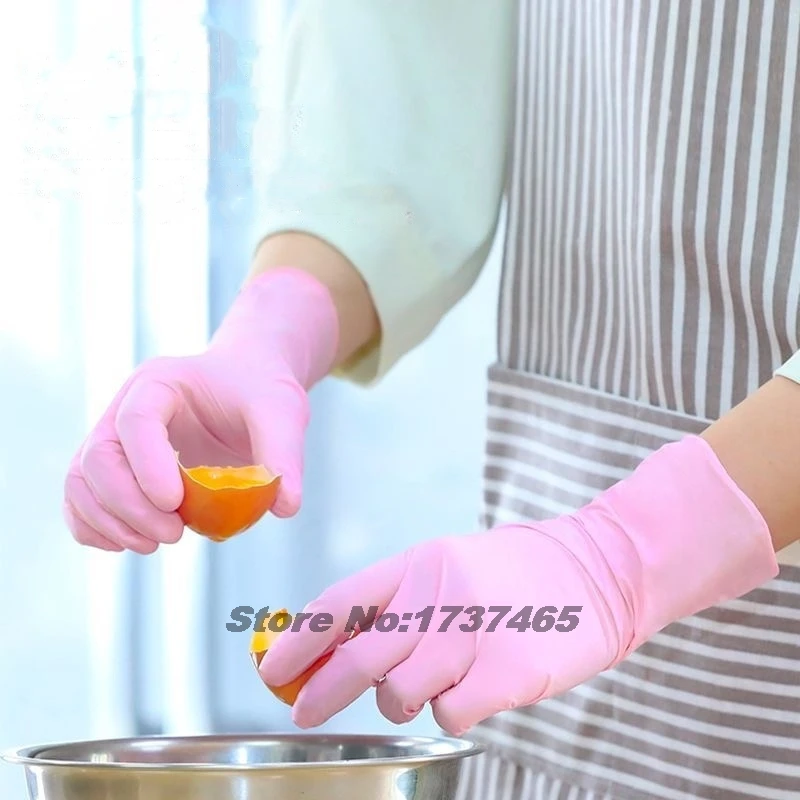 일회용 니트릴 장갑 핑크 라텍스 프리 방수 가정용 설거지 장갑, 미끄럼 방지 요리 살롱 문신 가정 장갑, 100 개