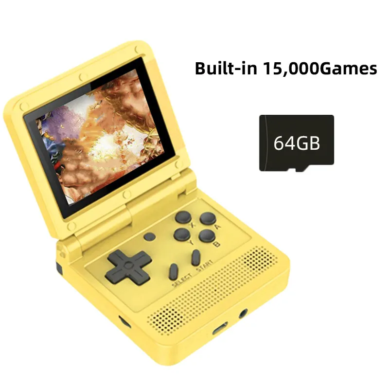 Powkiddy V90 Flip Pocket Video Handheld Game Console Open System 16 Simulators PS1 Retro Games Player Gamebox Gaming Consoles 