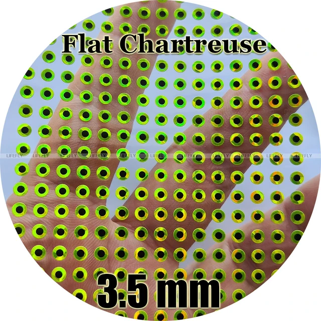 3.5mm Flat Chartreuse / Wholesale 900pcs 2D Holographic Fish Eyes, Fly  Tying, Jig, Lure Making