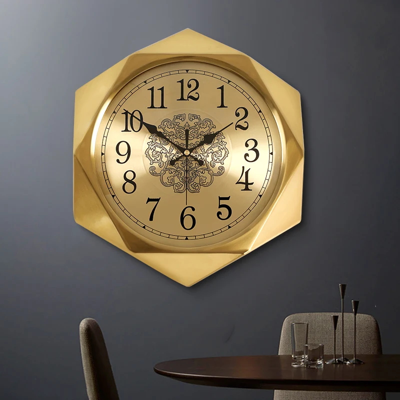 

Gold Wall Clock Living Room Luxury Creative Silent Wall Clock Home Fashion Metal Vintage Digital Art Despertador Wall Clocks